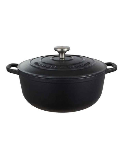 Cast Iron Round Casserole 28cm/6.2L in Black