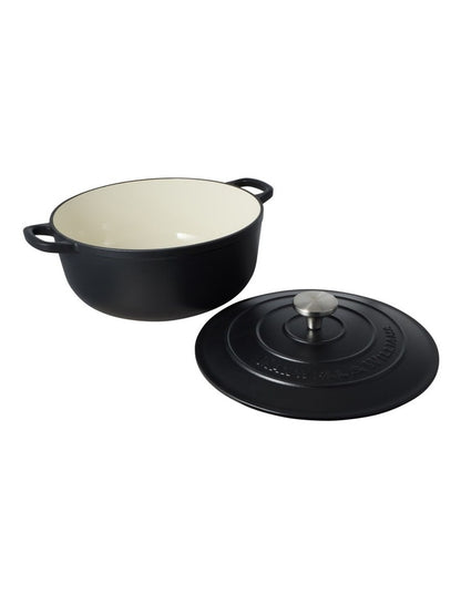 Cast Iron Round Casserole 28cm/6.2L in Black