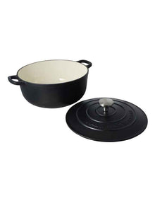 Cast Iron Round Casserole 28cm/6.2L in Black