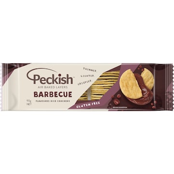 Peckish Flavoured Rice Crackers Tangy BBQ 90g