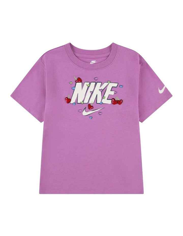 Cherry Boxy Tee in Purple