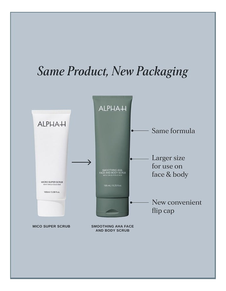 Smoothing Alpha Hydroxy Acid Face & Body Scrub with 12% Glycolic Acid 185ml