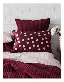 Silk Front Pillowcase in Burgundy Polka Dot