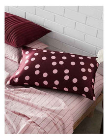 Silk Front Pillowcase in Burgundy Polka Dot