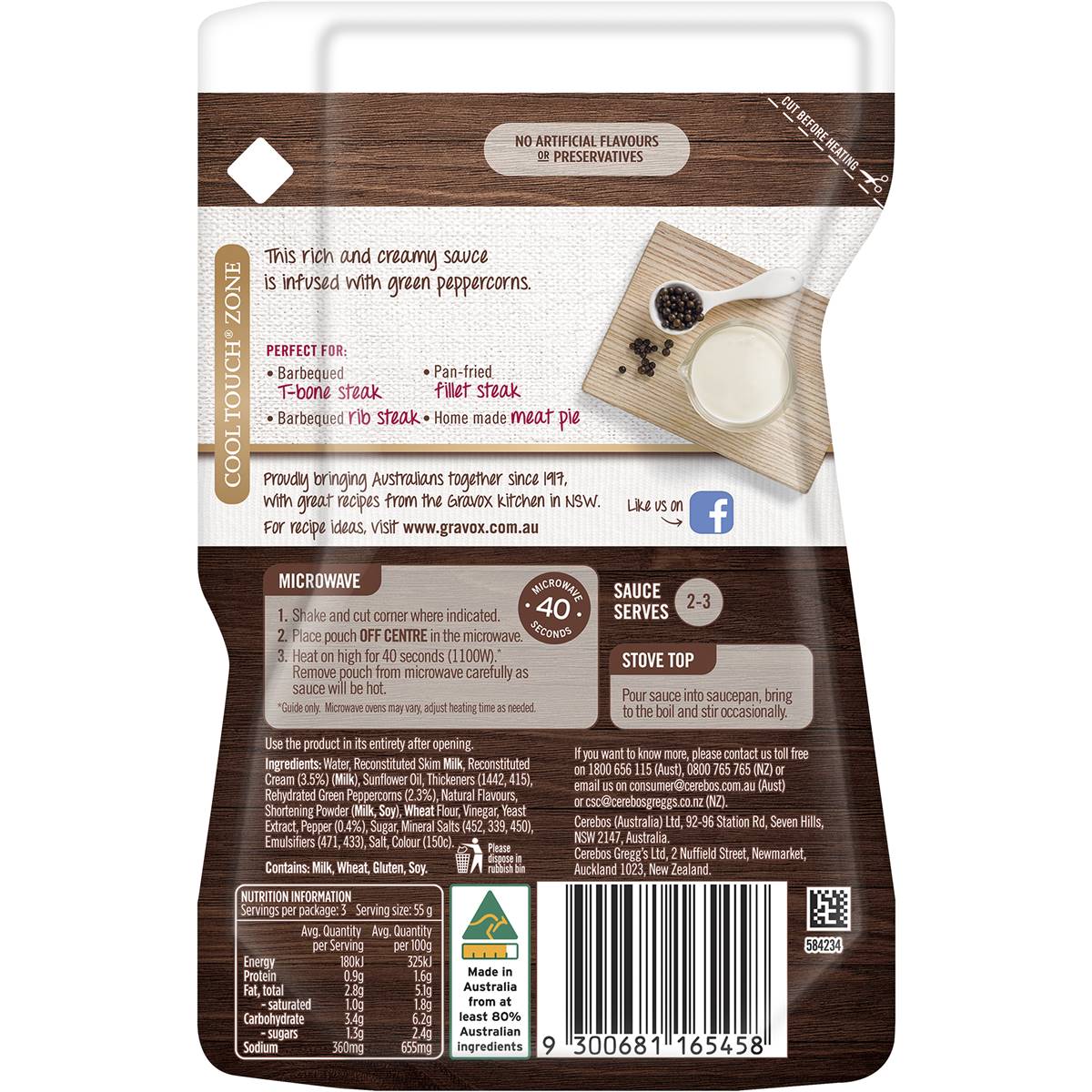 Gravox Peppercorn With Cream Sauce Liquid Pouch 165g