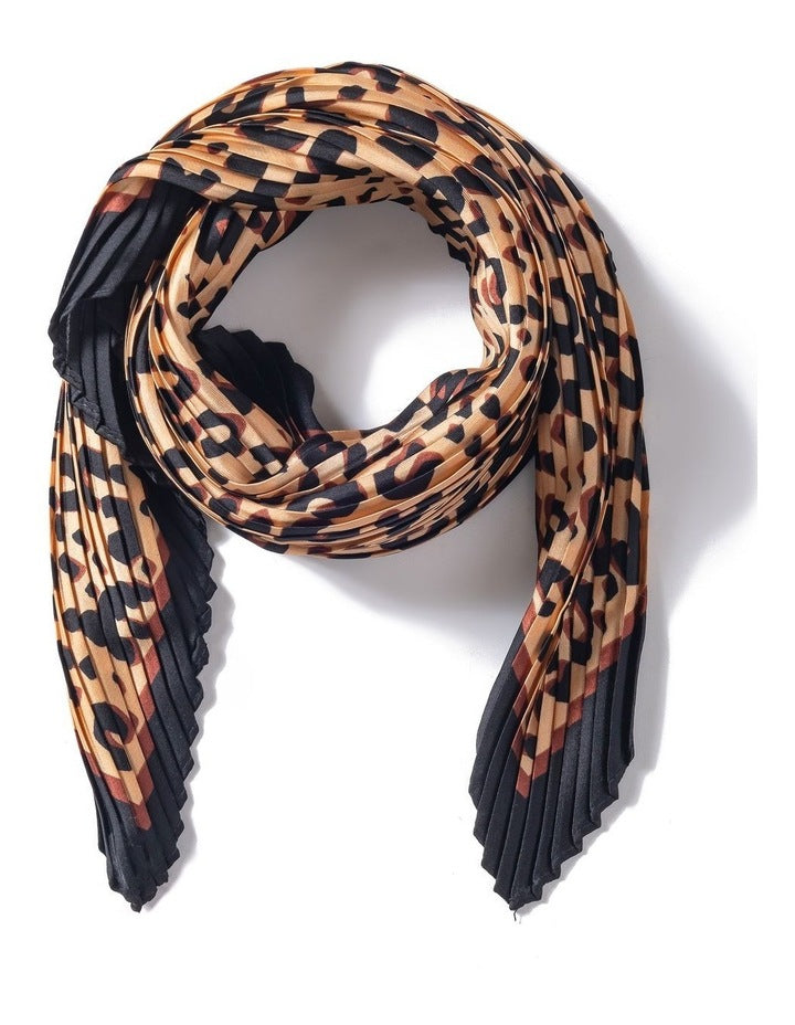 Pleated Neckerchief in Animal Print