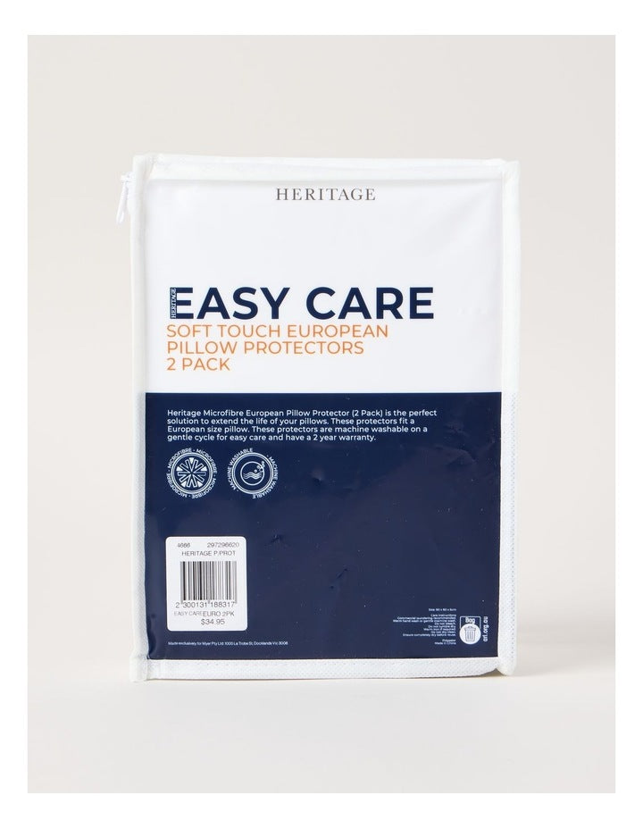 Easy Care Soft Touch Quilted European Pillow Protector 2 Pack