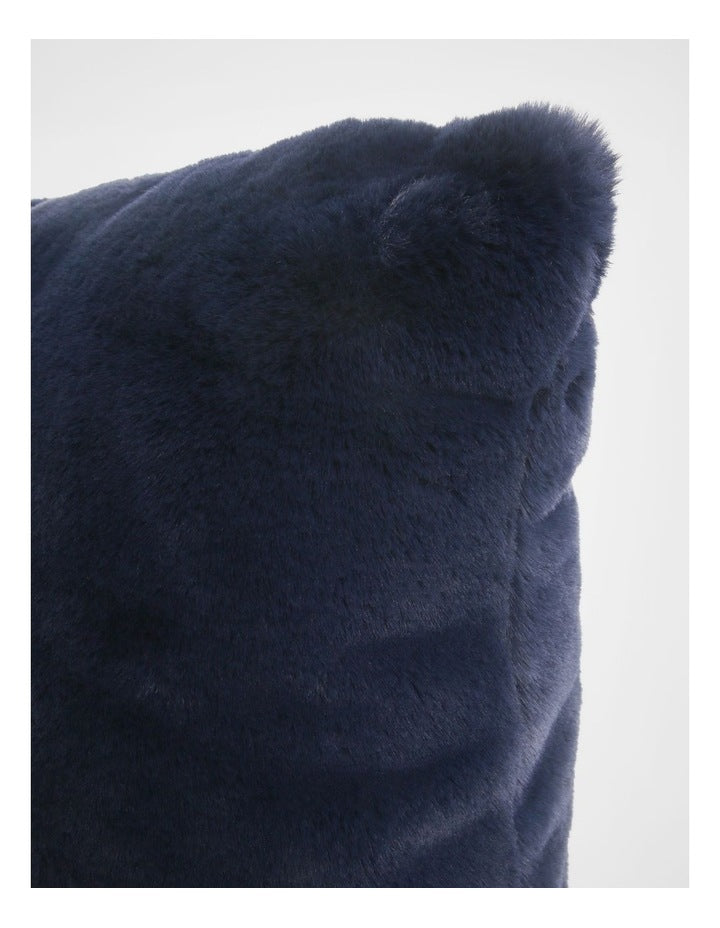 Amelie Faux Fur Cushion in Dark Blue