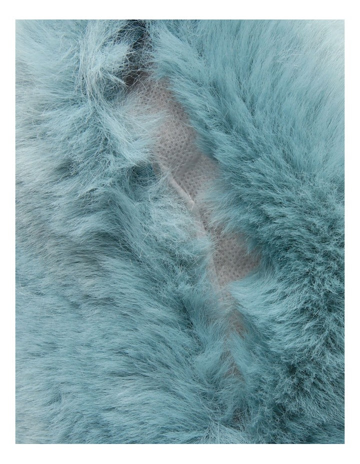 Amelie Faux Fur Cushion in Duck Egg