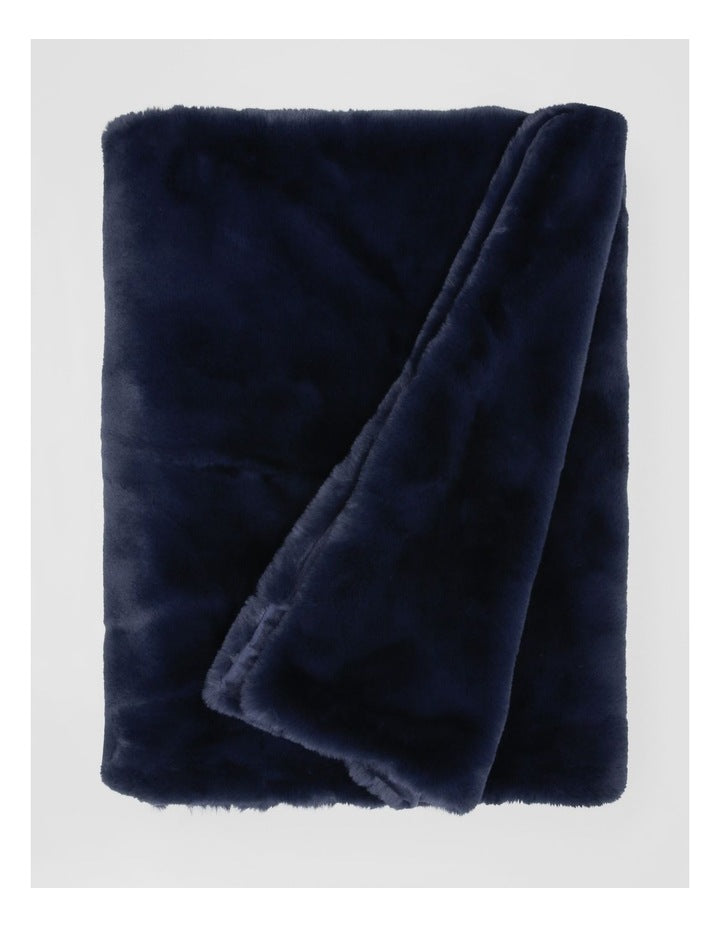 Amelie Faux Fur Throw in Dark Blue
