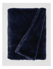 Amelie Faux Fur Throw in Dark Blue