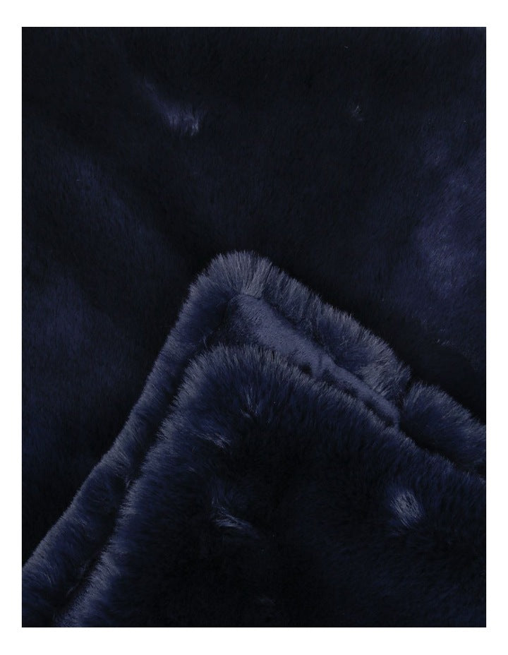 Amelie Faux Fur Throw in Dark Blue