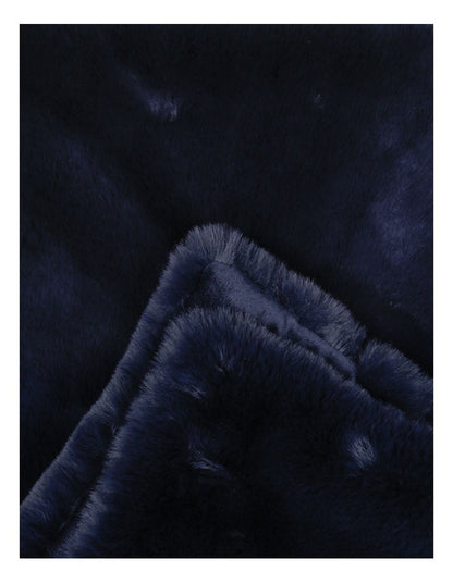Amelie Faux Fur Throw in Dark Blue