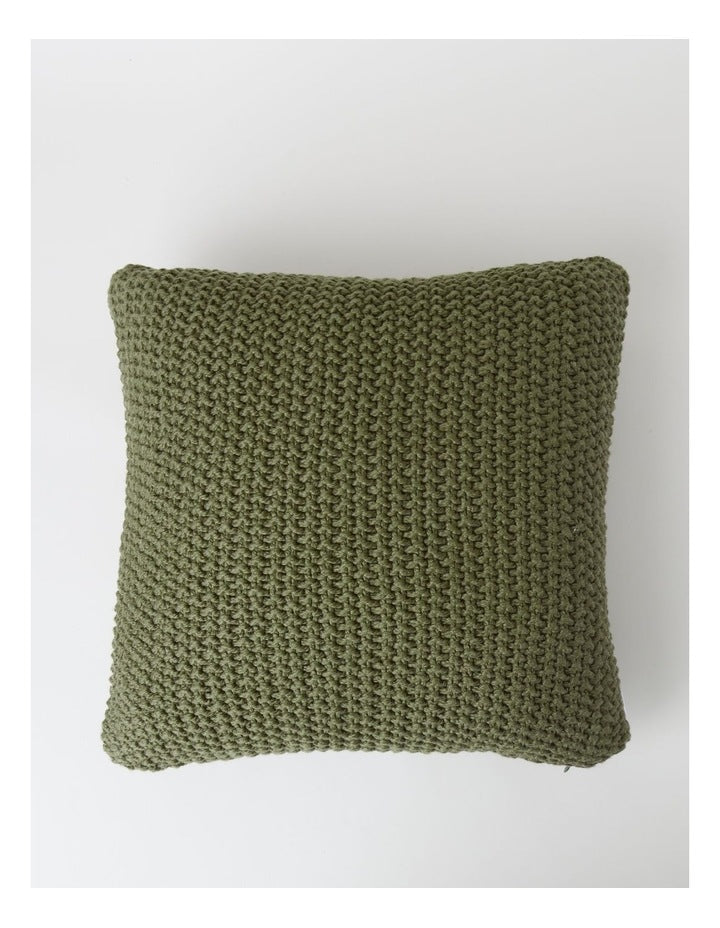 Norwood Knitted Cushion in Olive