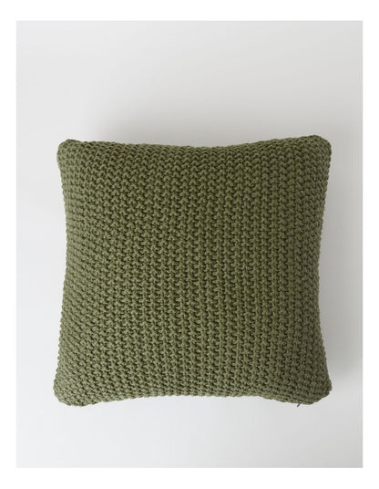 Norwood Knitted Cushion in Olive