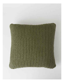 Norwood Knitted Cushion in Olive
