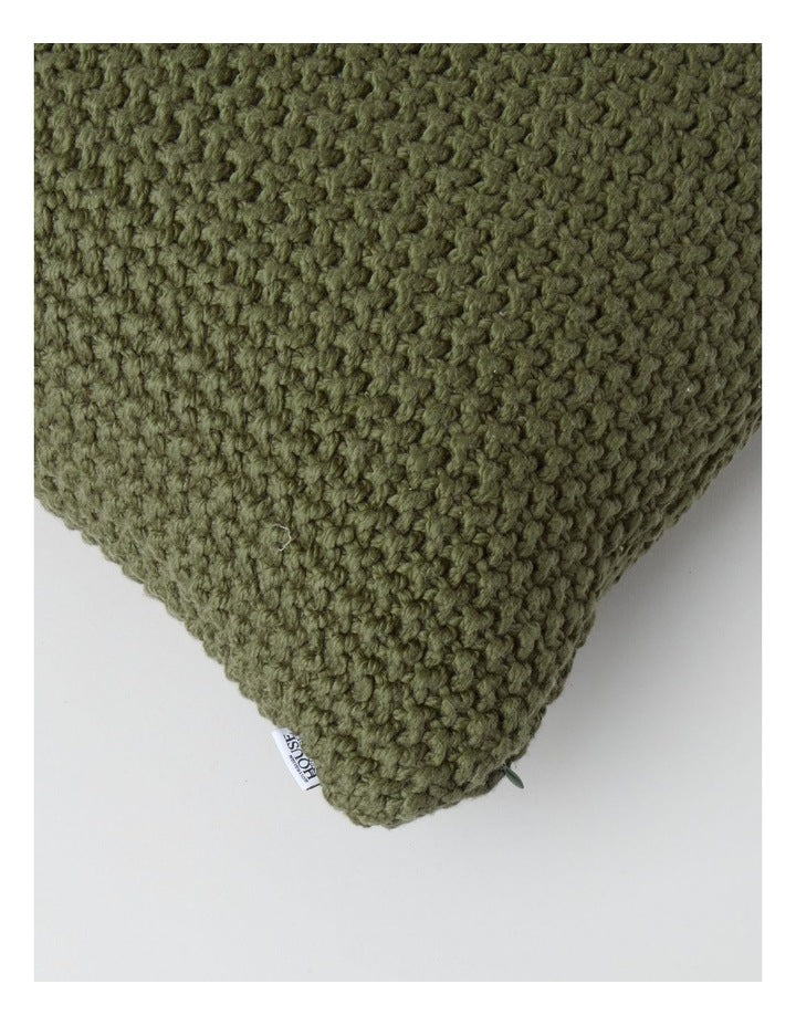 Norwood Knitted Cushion in Olive