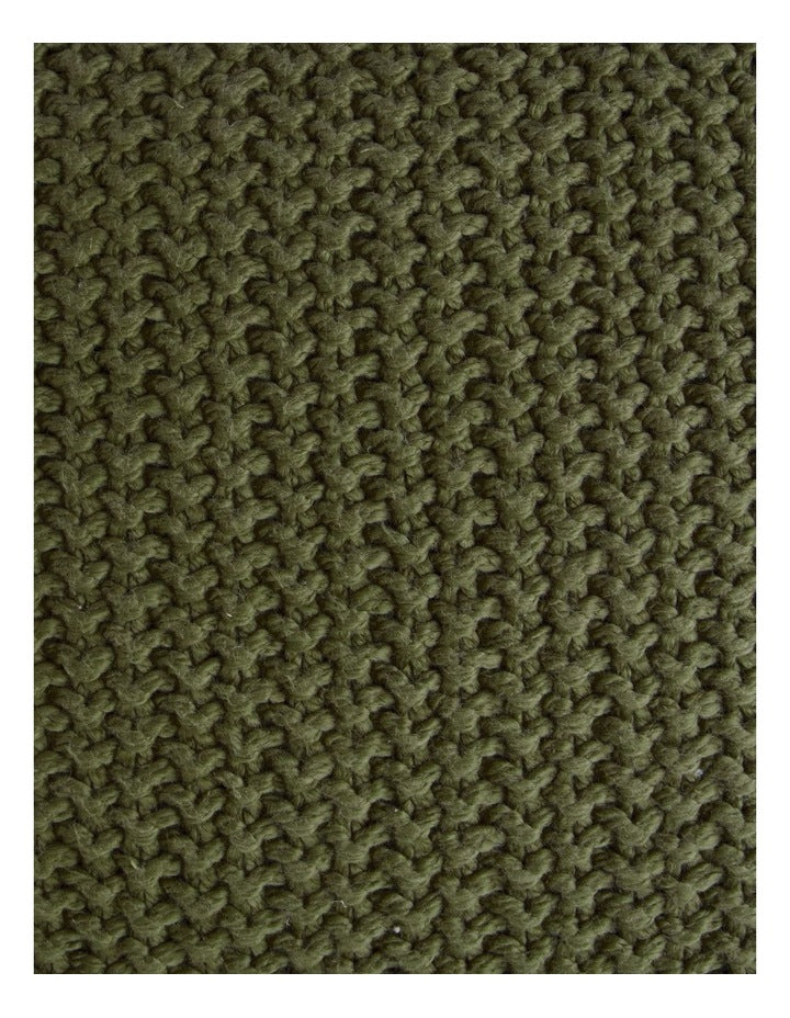 Norwood Knitted Cushion in Olive