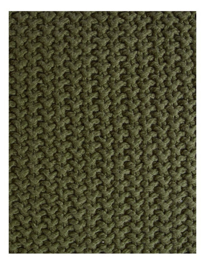 Norwood Knitted Cushion in Olive