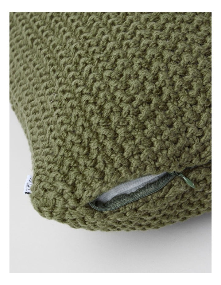 Norwood Knitted Cushion in Olive