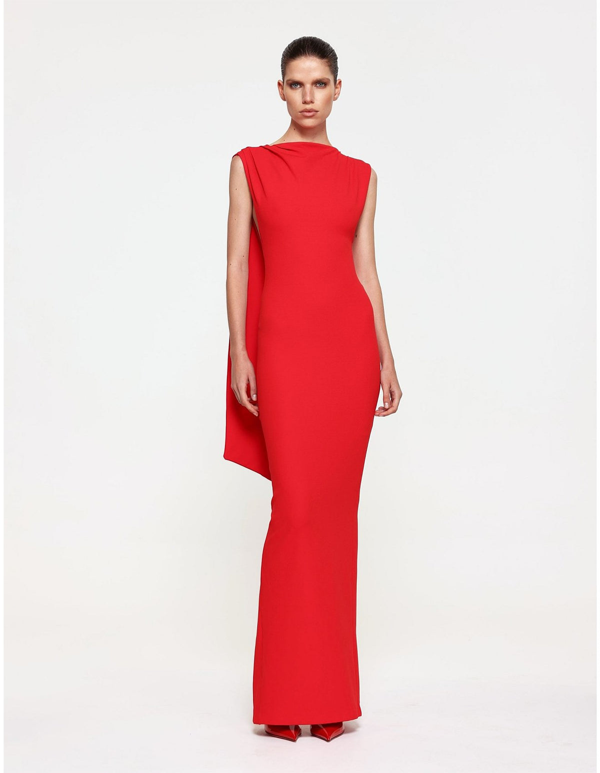 Audrey Low Back Draped Crepe Gown