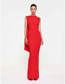 Audrey Low Back Draped Crepe Gown