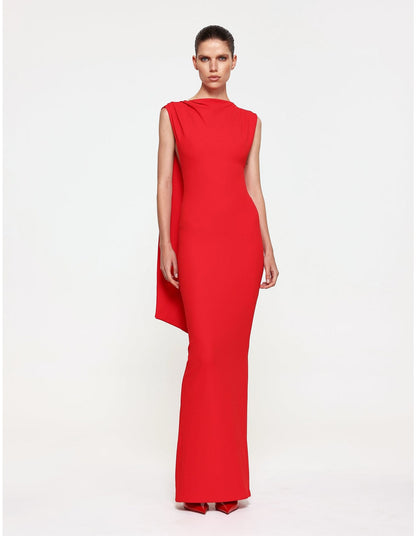 Audrey Low Back Draped Crepe Gown