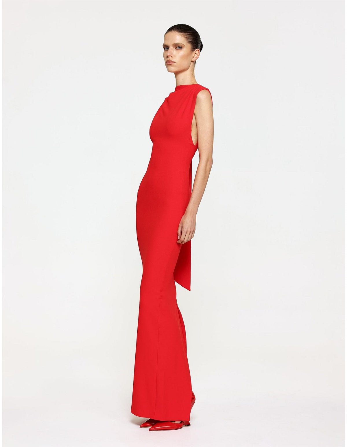 Audrey Low Back Draped Crepe Gown