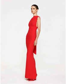 Audrey Low Back Draped Crepe Gown