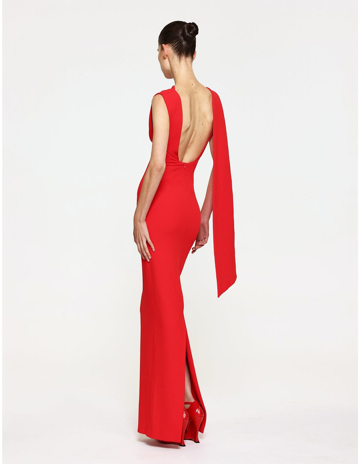 Audrey Low Back Draped Crepe Gown
