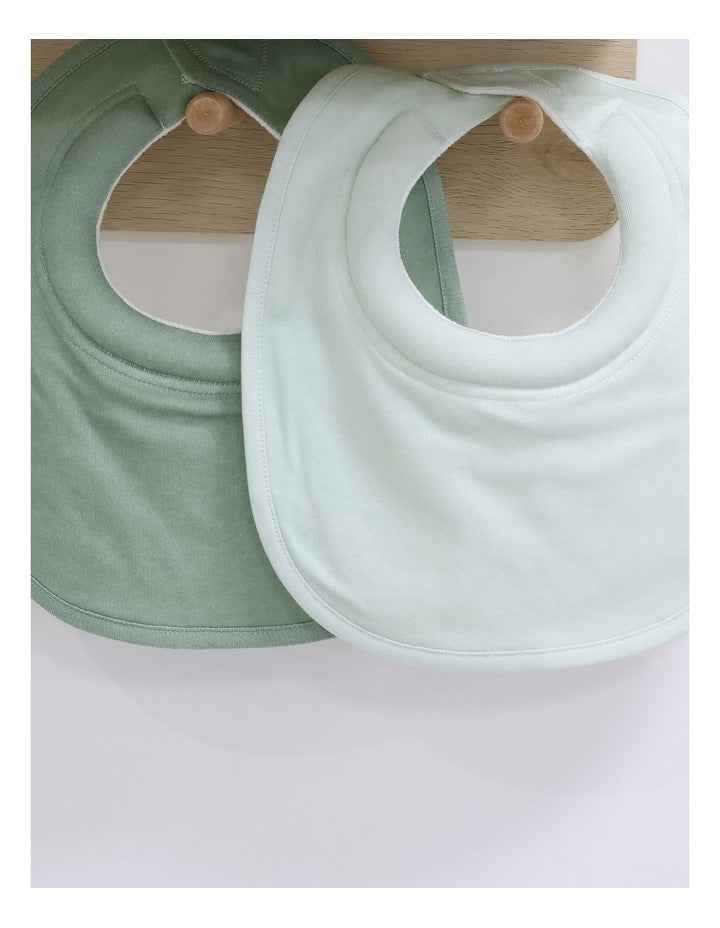 Baby Bibs 2 Pack - Cotton Blend, Greentea