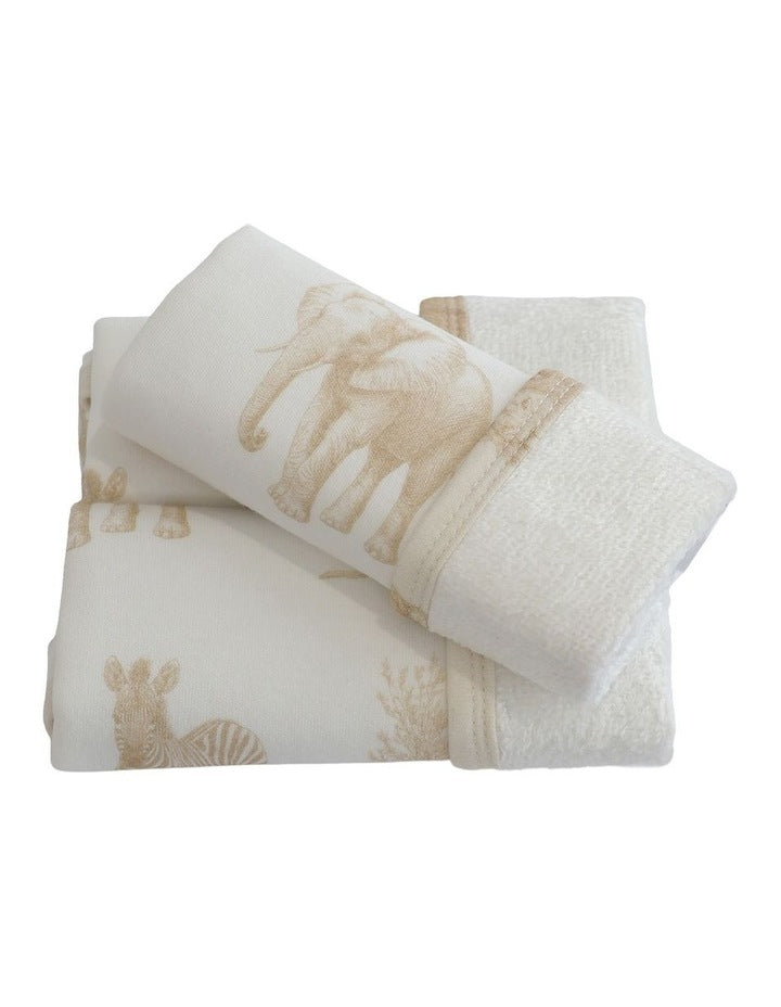 Serengeti Face Washers 3 Pack in Cream