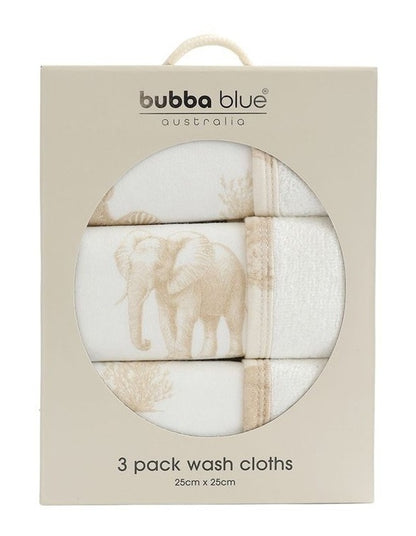 Serengeti Face Washers 3 Pack in Cream