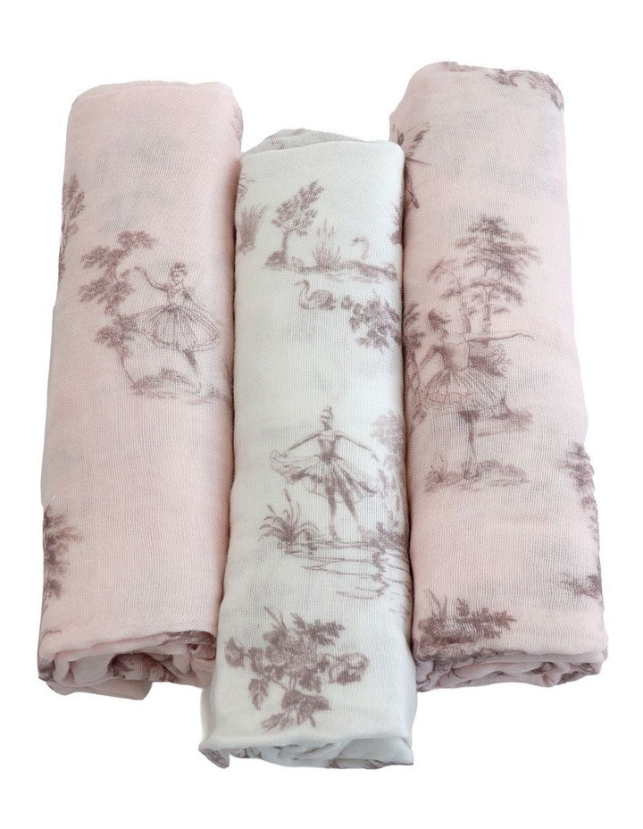 Swan Lake Muslin Wraps 3 Pack in Multi