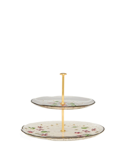 28cm Golden Christmas Turkish Glass Tiered tray