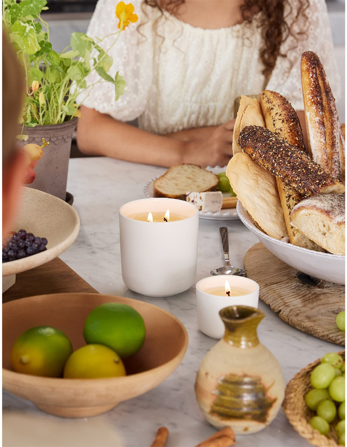 Lime &amp; Lemongrass 300g Soy Candle White Ceramic