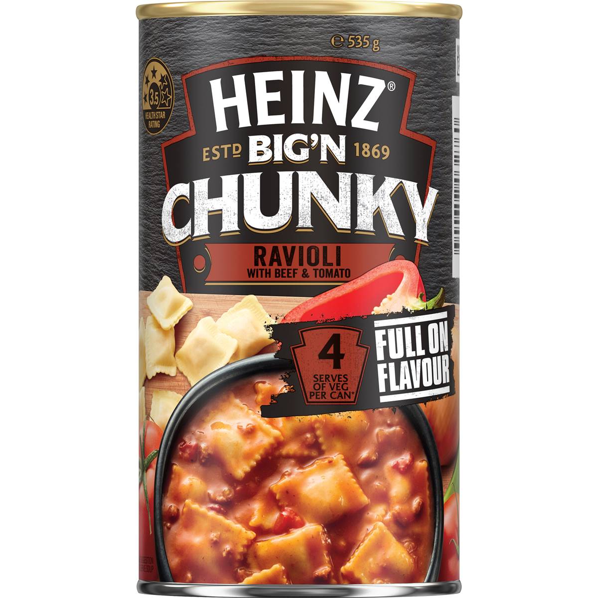 Heinz Big n Chunky Ravioli With Beef & Tomato Canned Meal 535g