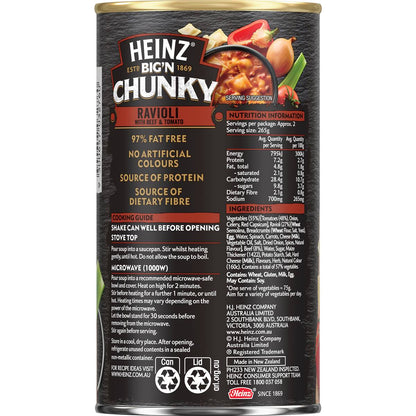 Heinz Big n Chunky Ravioli With Beef & Tomato Canned Meal 535g