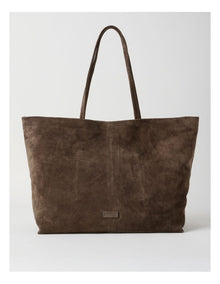 Phoenix Suede Leather Tote Bag in Espresso