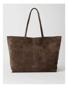 Phoenix Suede Leather Tote Bag in Espresso