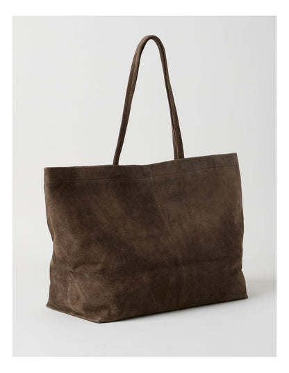 Phoenix Suede Leather Tote Bag in Espresso
