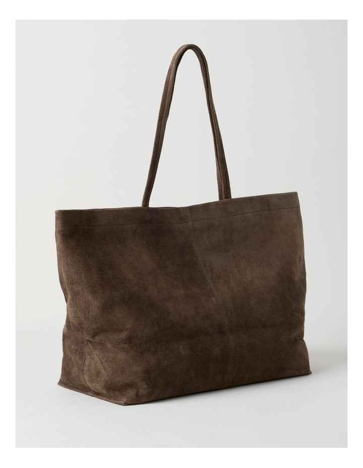 Phoenix Suede Leather Tote Bag in Espresso