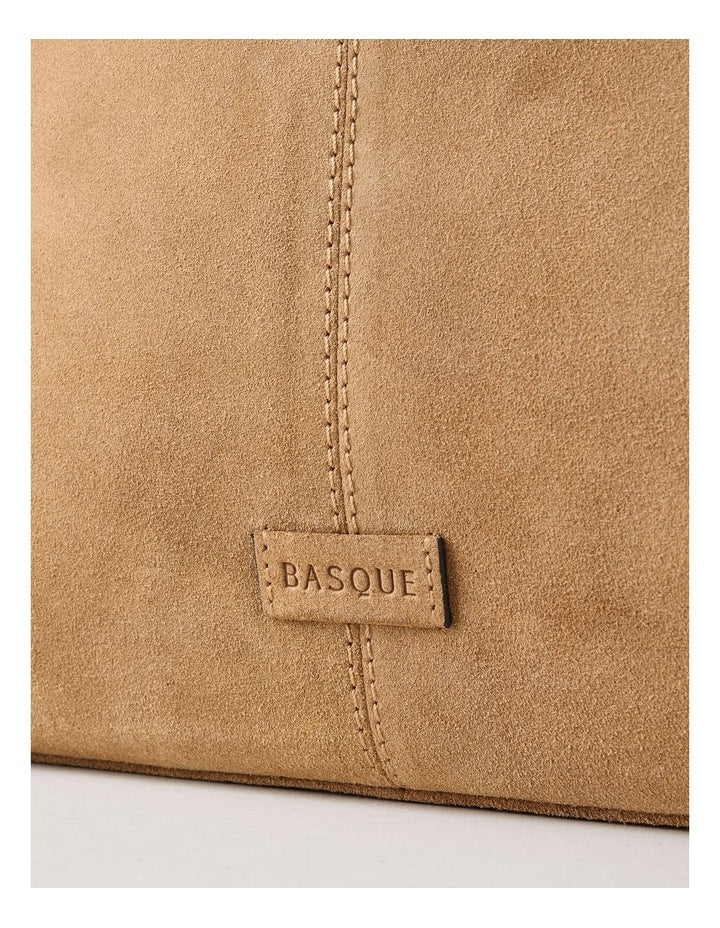 Phoenix Suede Leather Tote Bag in Caramel