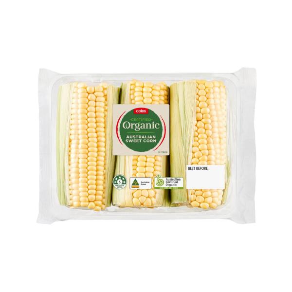COLES ORGANIC SWEET CORN:3 PACK