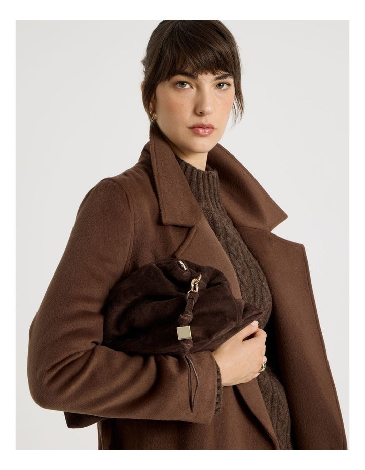 Andrea Suede Leather Clutch Bag in Chocolate