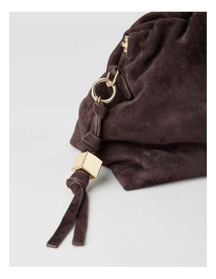 Andrea Suede Leather Clutch Bag in Chocolate