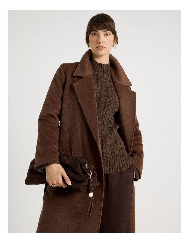 Andrea Suede Leather Clutch Bag in Chocolate