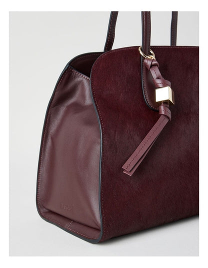 Melrose Calf Hair Leather Tote Bag in Plum