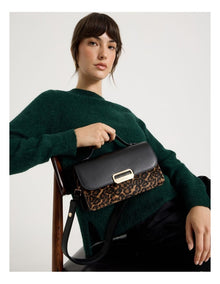 Fiona Leather Satchel Bag in Leopard