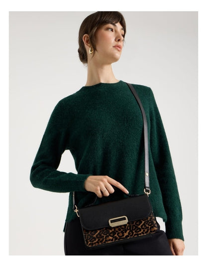 Fiona Leather Satchel Bag in Leopard